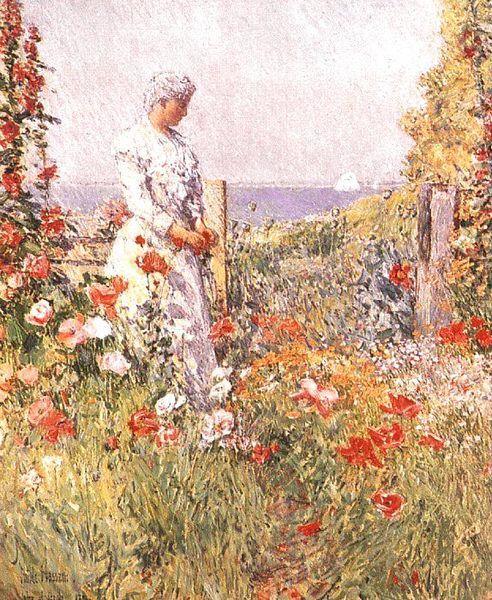 Childe Hassam Thaxter in Her Garden Germany oil painting art